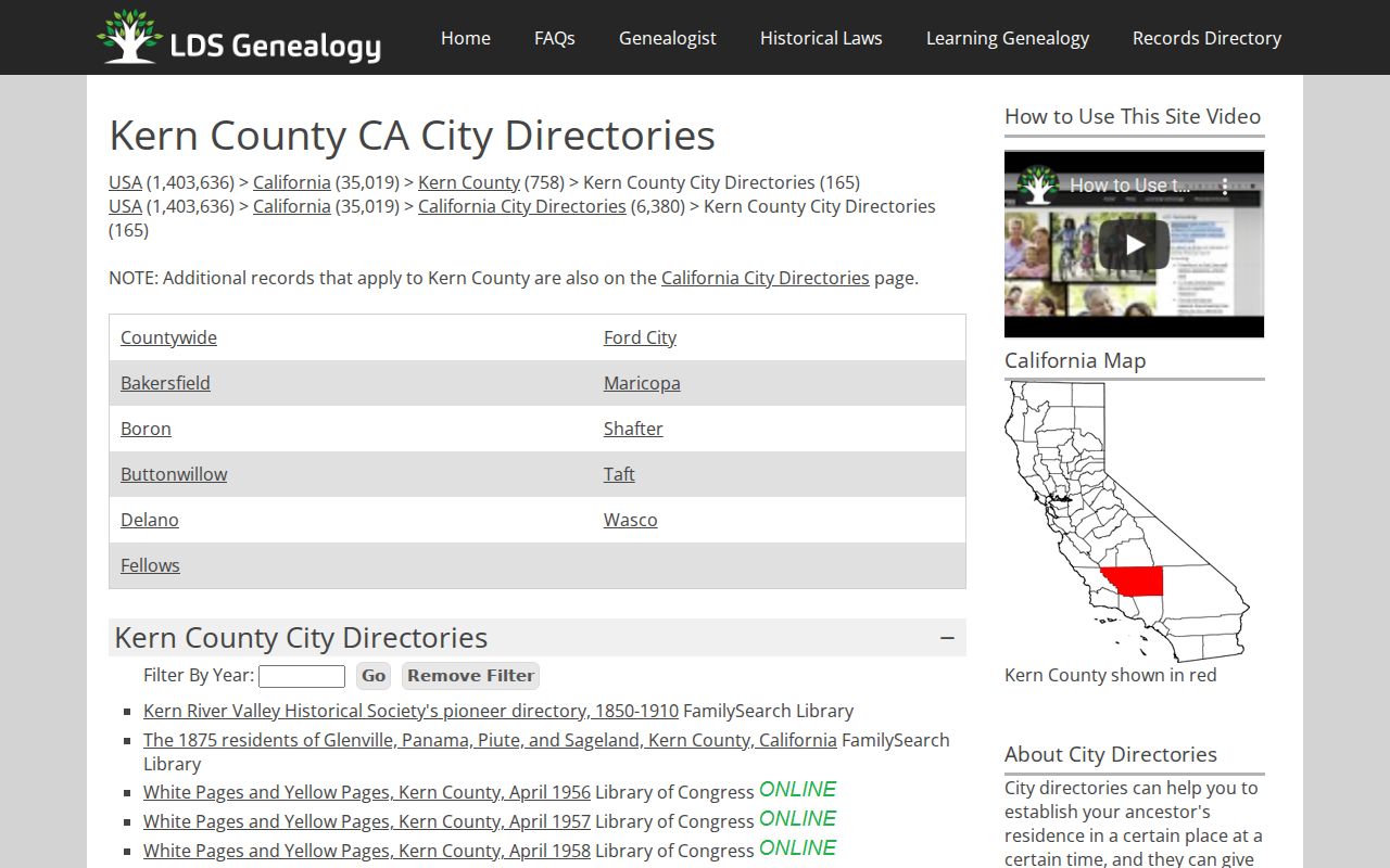 Bakersfield city directory Kern County year inventory