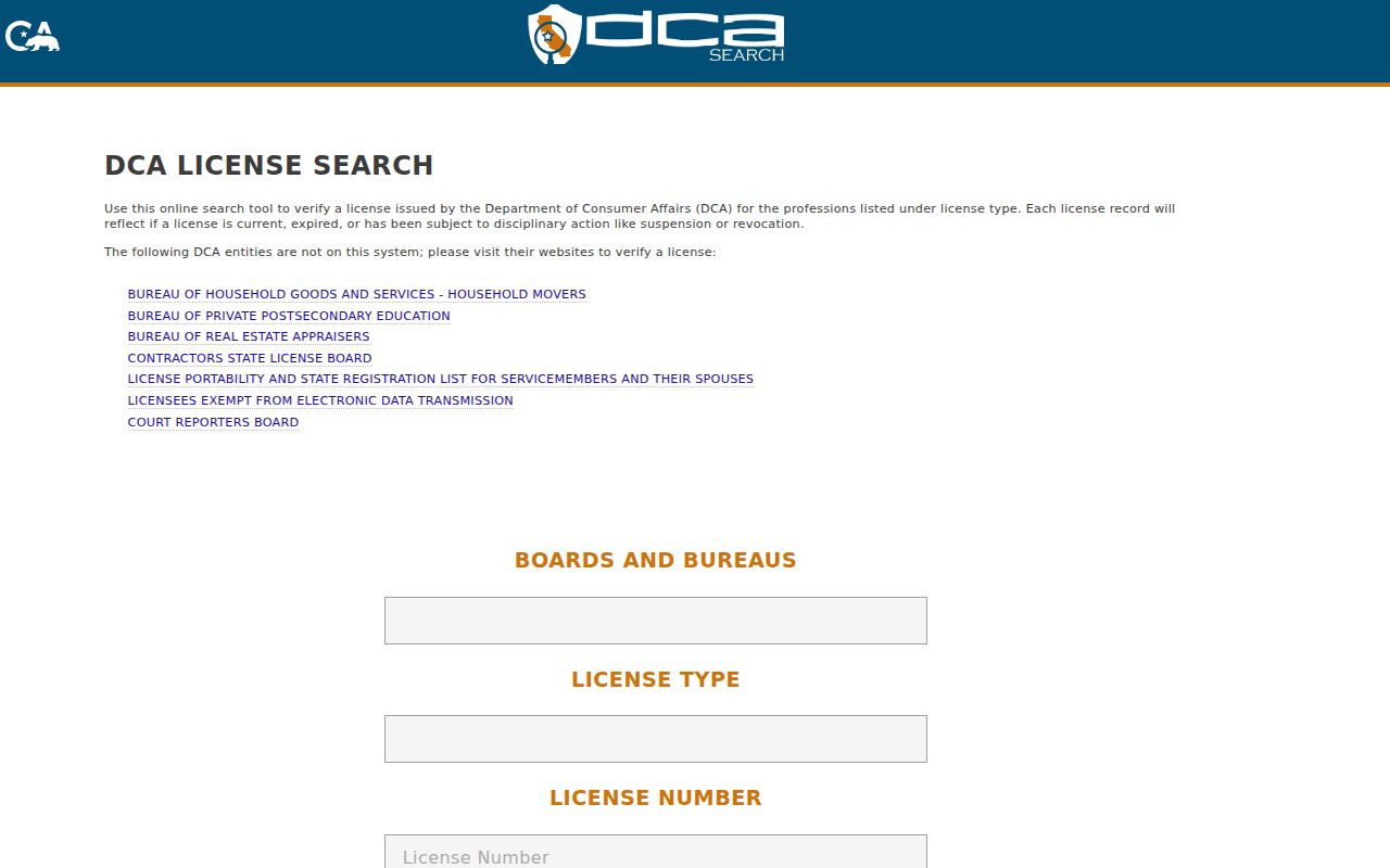 Bakersfield residents directory California professional license search