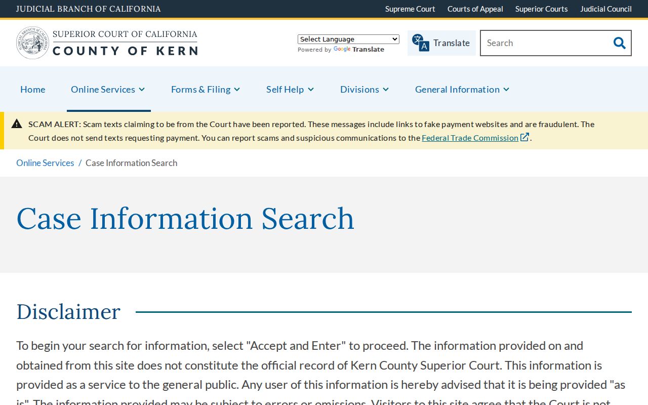 Bakersfield residents directory Kern court case search