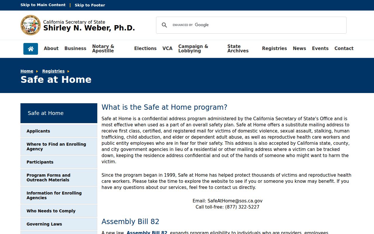 Bakersfield residents directory California Safe at Home privacy program