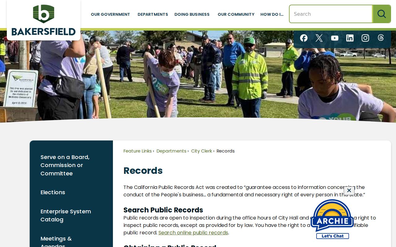 Bakersfield neighbors city records request portal